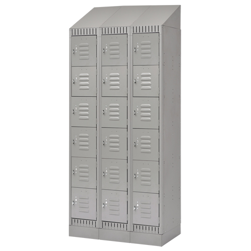 KLETON FL414 Casiers, 6 niveaux, Bloc de 3, 36" x 18" x 86", Acier, Gris, D&eacute;mont&eacute;