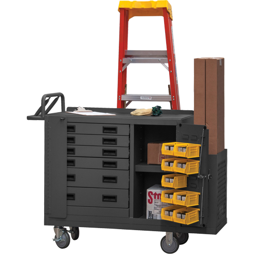 Durham Manufacturing 2211-DLP-6DR-RM-9B-95 Heavy Duty Mobile Work Stations, Steel Surface