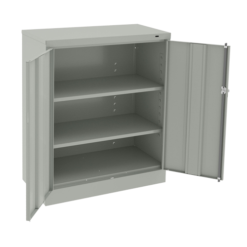 Tennsco 1442-LGY Counter High Cabinet, Steel, 2 Shelves, 42" H x 36" W x 18" D, Light Grey