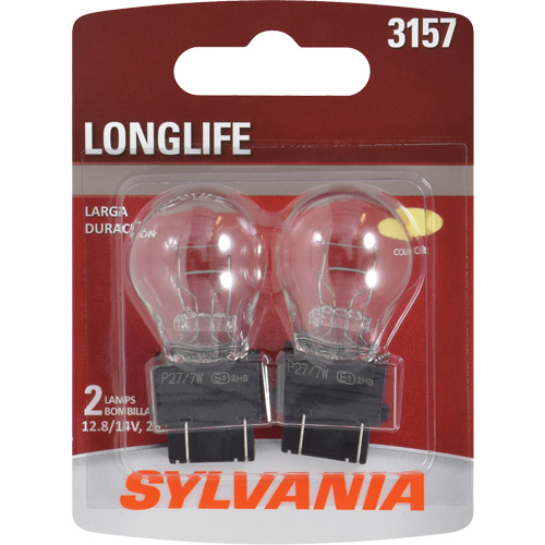 Sylvania 30240 3157 Mini-ampoule automobile &agrave; longue dur&eacute;e de vie, Incandescente, 26,9 W/8,3 W, Blanc cass&eacute;