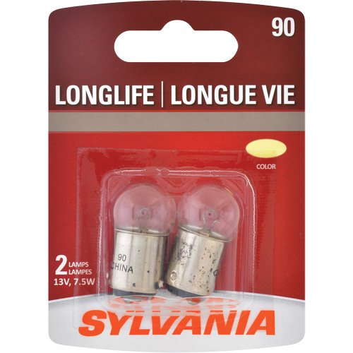 Sylvania 30169 90 Long Life Mini Automotive Bulb, Incandescent, 7.54 W, Off White