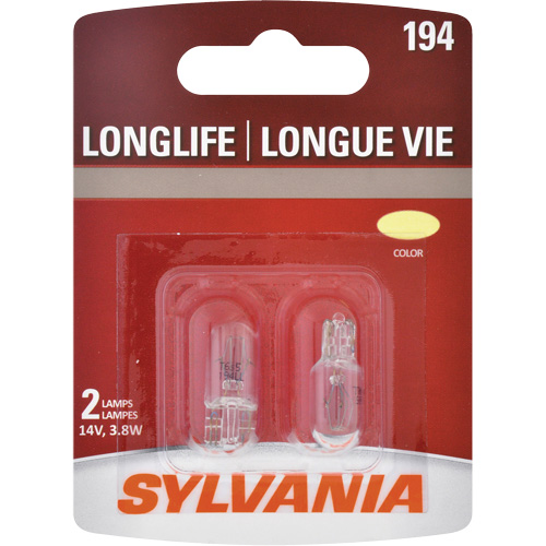 Sylvania 30083 194 Long Life Automotive Mini Bulb, Incandescent, 3.8 W, Off White