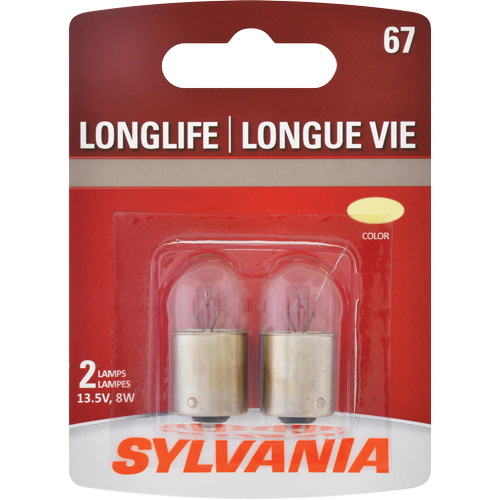 Sylvania 30167 67 Long Life Mini Automotive Bulb, Incandescent, 7.97 W, Off White
