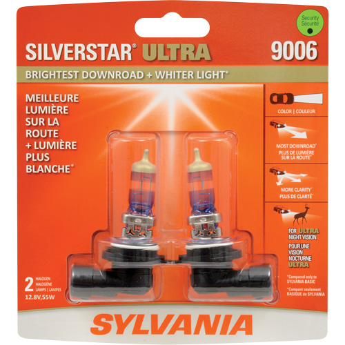 Sylvania 33086 9006 SilverStar&reg; Ultra Headlight Bulb, Halogen, 55 W, White