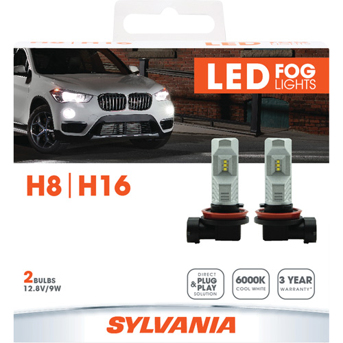 Sylvania 37688 H8 Headlight Bulb, LED, 12.8 W/9 W, White