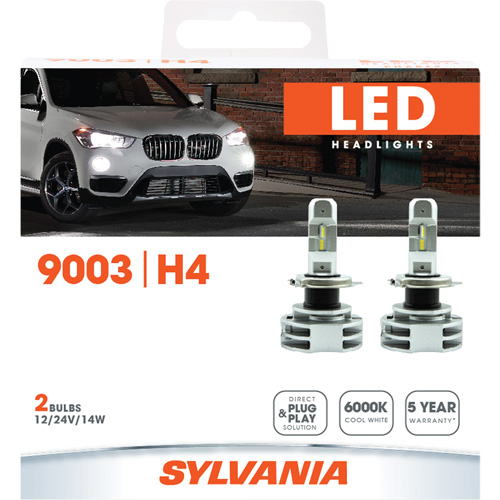 Sylvania 37693 9003 Headlight Bulb, LED, 12 W/14 W/24 W, White