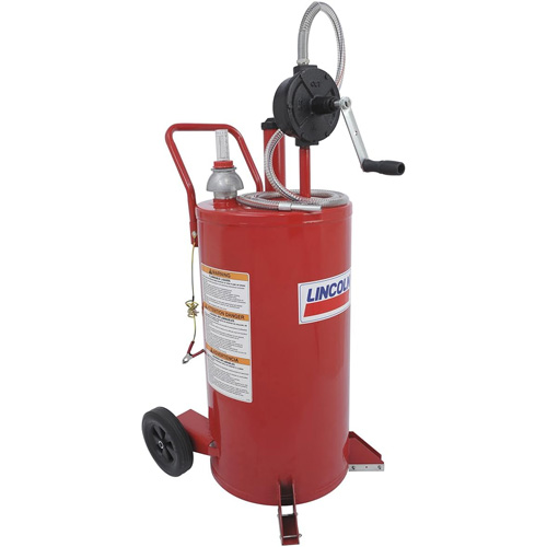 LINCOLN INDUSTRIAL 3675 25-Gallon Steel Fuel Caddy with 2-Way Rotary Pump