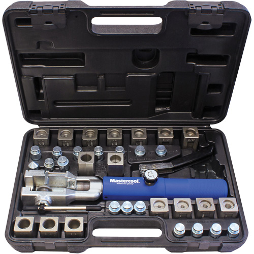Mastercool 72485-PRC Jeu d'outils &agrave; &eacute;vaser hydraulique universel avec manche bleu & jeu d'adaptateurs