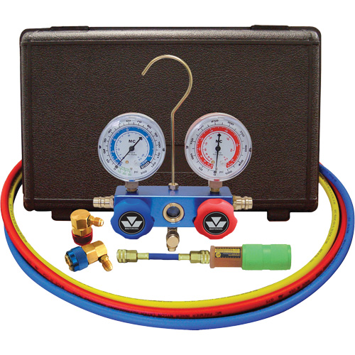 Mastercool 89660-UV Automotive R134A 2-Way Manifold Gauge Set with Mini Dye Injector