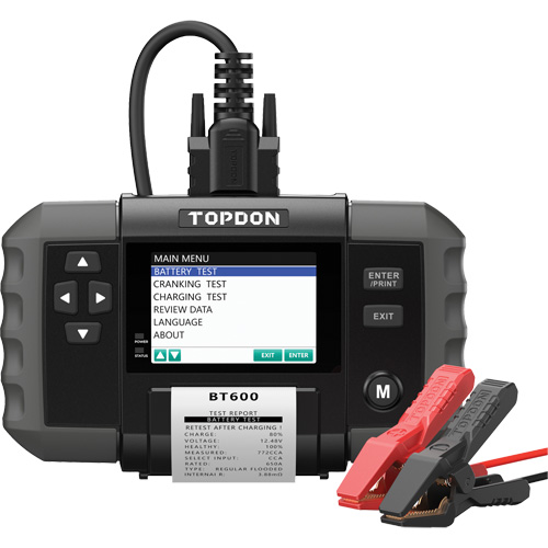 Topdon BT600_ BT600 12V Battery & 12V/24V System Tester with Built-in Printer