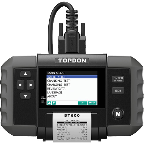 Topdon BT600_ BT600 12V Battery & 12V/24V System Tester with Built-in Printer