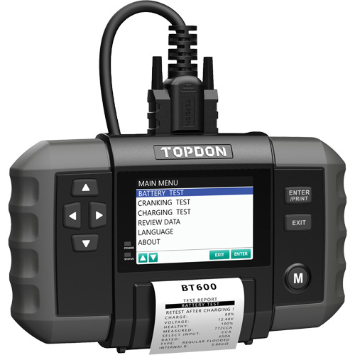 Topdon BT600_ BT600 12V Battery & 12V/24V System Tester with Built-in Printer