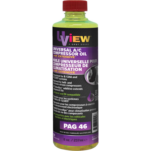 UVIEW 488046YFPD Universal PAG 46 Oil with A/C ExtenDye, 237 ml, Bottle
