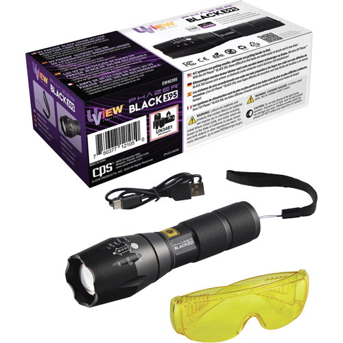UVIEW EW40395 UView&reg; Phazer BLACK 395 Rechargeable UV Leak Detection Light