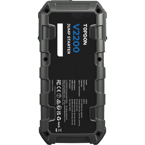 Topdon V2200 Survolteur, banque d'alimentation et lampe de poche V2200