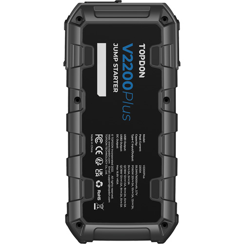 Topdon V2200PLUS V2200Plus 2-en-1: d&eacute;marreur de secours 2200 A de pointe, testeur de batterie et de syst&egrave;me