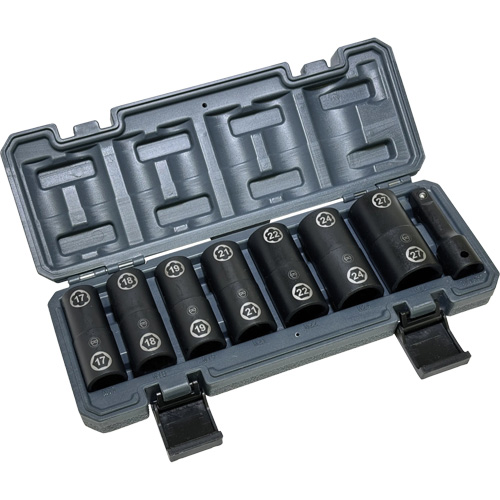 LISLE 13420 Jeu de douilles doubles hexagonales et h&eacute;licoidales avec coffret, 8 Morceaux, Prise de 1/2"
