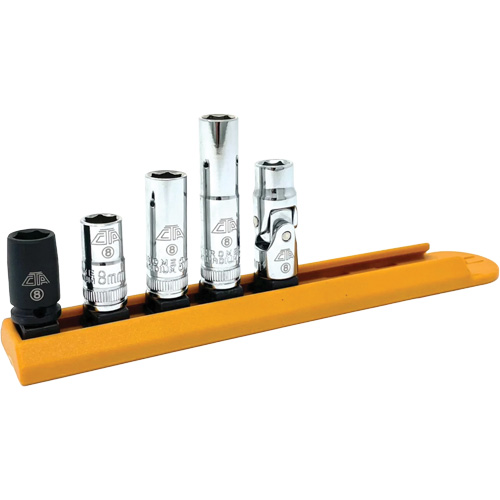 CTA Tools 6535 Jeu de douilles chrom&eacute;es avec rail, 5 Morceaux, Prise de 1/4"
