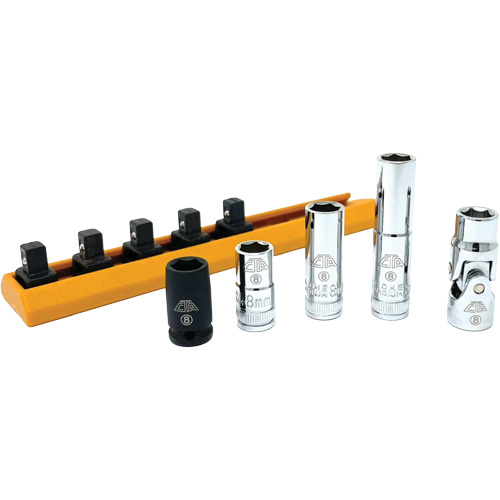 CTA Tools 6535 Jeu de douilles chrom&eacute;es avec rail, 5 Morceaux, Prise de 1/4"