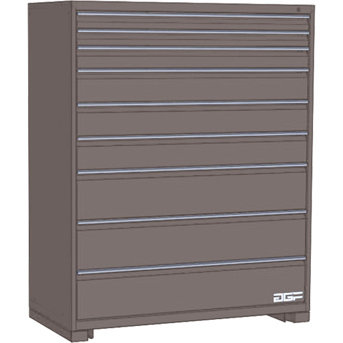 AGF Brome CF27-602460C3-440-GR Armoire &agrave; tiroirs modulaire, 9 tiroirs, 60" la x 24" p x 60" h, Gris