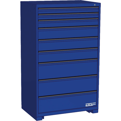 AGF Brome CF27-362460C3-440-BL Armoire &agrave; tiroirs modulaire, 9 tiroirs, 36" la x 24" p x 60" h, Bleu