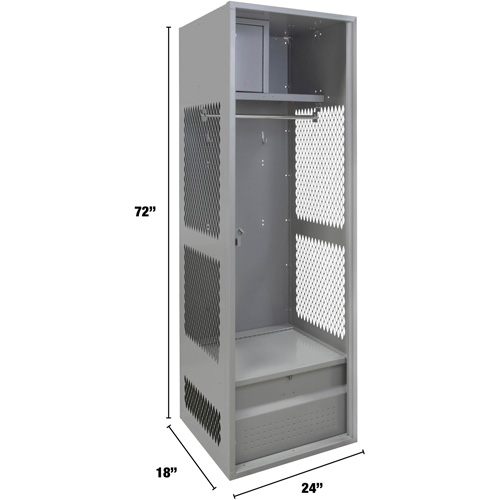 KLETON FN469 Gear Locker, Steel, 24" W x 18" D x 72" H, Grey