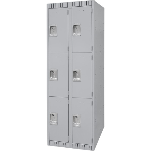 KLETON FN473 Lockers, 3 -tier, Bank of 2, 24" x 18" x 72", Steel, Grey, Knocked Down