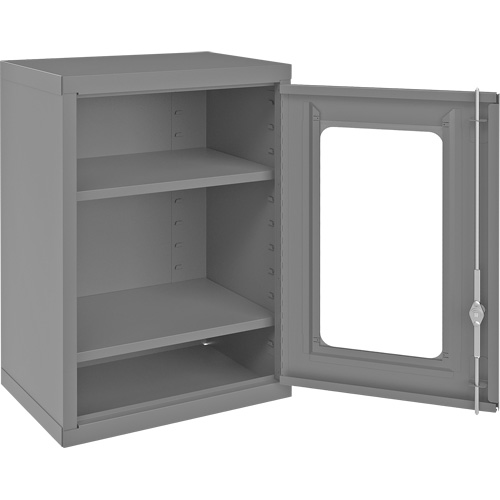 Durham Manufacturing 070CV-95 Wall-Mountable Storage Cabinet with Clearview Doors, 26-15/16" H x 18-1/8" W x 13-11/16" D, 2 Shelves, Steel, Grey