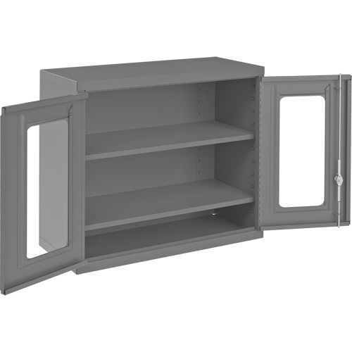Durham Manufacturing 071CV-95 Armoire de rangement murale avec portes transparentes, 26-15/16" h x 29-7/8" la x 13-11/16" p, 2 tablettes, Acier, Gris