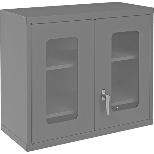 Durham Manufacturing 071CV-95 Armoire de rangement murale avec portes transparentes, 26-15/16" h x 29-7/8" la x 13-11/16" p, 2 tablettes, Acier, Gris