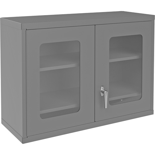 Durham Manufacturing 072CV-95 Wall-Mountable Storage Cabinet with Clearview Doors, 26-15/16" H x 35-7/8" W x 13-11/16" D, 2 Shelves, Steel, Grey
