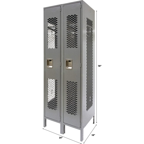 KLETON FN819 Casiers ventil&eacute;s, Bloc de 2, 24" x 18" x 78", Acier, Gris, D&eacute;mont&eacute;, Perfor&eacute;
