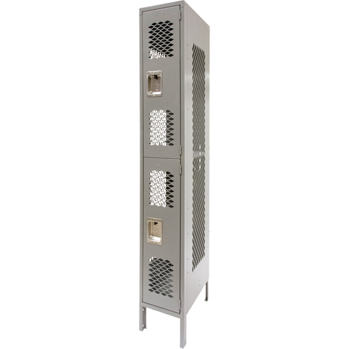 KLETON FN821 Vented Lockers, 2 -tier, 12" x 18" x 78", Steel, Grey, Knocked Down, Perforated