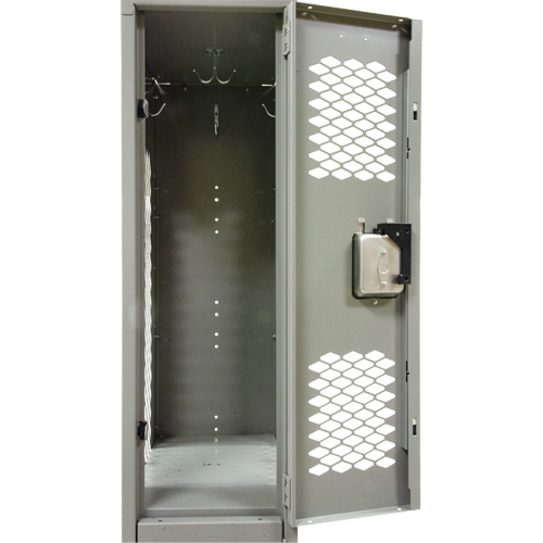 KLETON FN852 Vented Lockers, 2 -tier, Bank of 2, 24" x 18" x 78", Steel, Grey, Knocked Down, Perforated