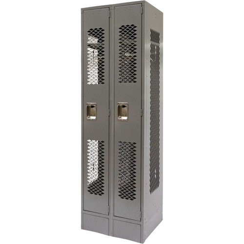 KLETON FN849 Vented Lockers, Bank of 2, 24" x 18" x 78", Steel, Grey, Knocked Down, Perforated
