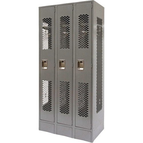 KLETON FN850 Casiers ventil&eacute;s, Bloc de 3, 36" x 18" x 78", Acier, Gris, D&eacute;mont&eacute;, Perfor&eacute;
