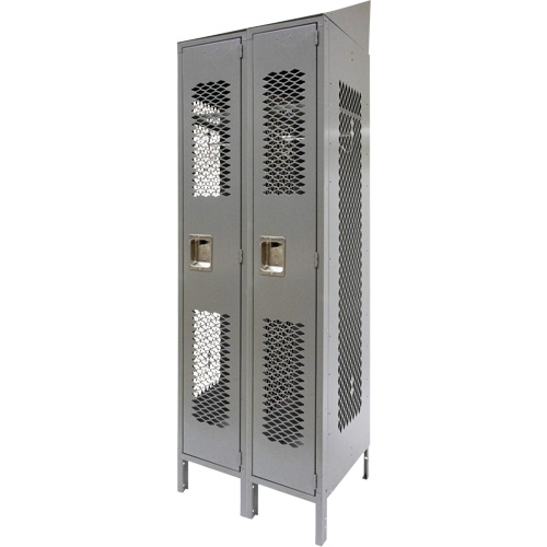 KLETON FN855 Vented Lockers, Bank of 2, 24" x 18" x 88", Steel, Grey, Knocked Down, Perforated