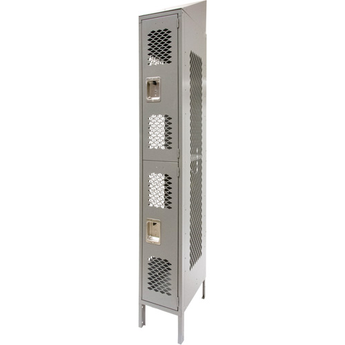 KLETON FN857 Vented Lockers, 2 -tier, 12" x 18" x 88", Steel, Grey, Knocked Down, Perforated