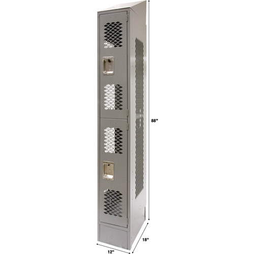 KLETON FN863 Vented Lockers, 2 -tier, 12" x 18" x 88", Steel, Grey, Knocked Down, Perforated