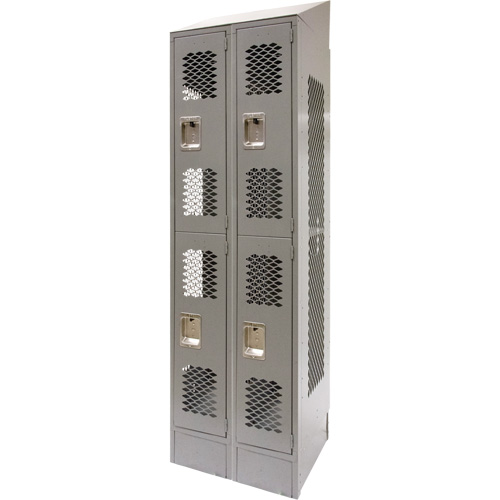 KLETON FN864 Casiers ventil&eacute;s, 2 niveaux, Bloc de 2, 24" x 18" x 88", Acier, Gris, D&eacute;mont&eacute;, Perfor&eacute;