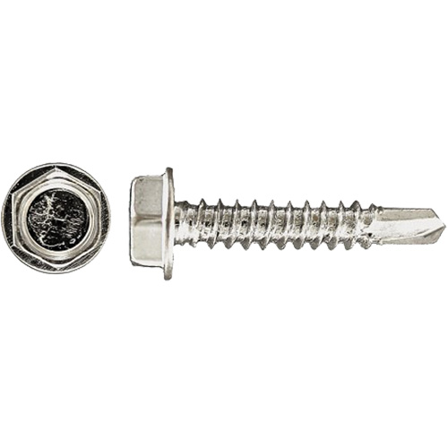 Paulin 232-093 Drill-X Self-Drilling Hex Washer, #14 x 1" L, Zinc Plated
