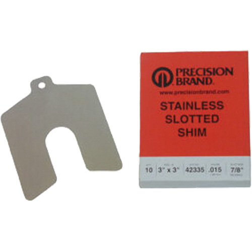 Precision Brand 42960 Slotted Shim Assortments, 4" L x 0.001"- 0.125" Thickness, 4" W, Stainless Steel