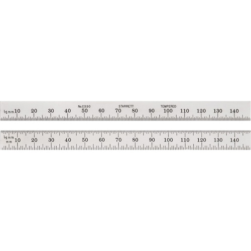 Starrett C330-150 Full-Flexible Metric Rule, 150 mm L, Steel, 1 mm/0.5 mm Graduations
