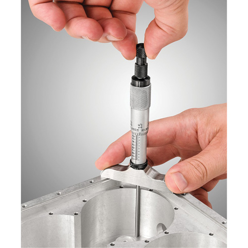 Starrett 440Z-3RL Microm&egrave;tre de profondeur de la s&eacute;rie 440, Avec arr&ecirc;t &agrave; cliquet, 0" - 3"