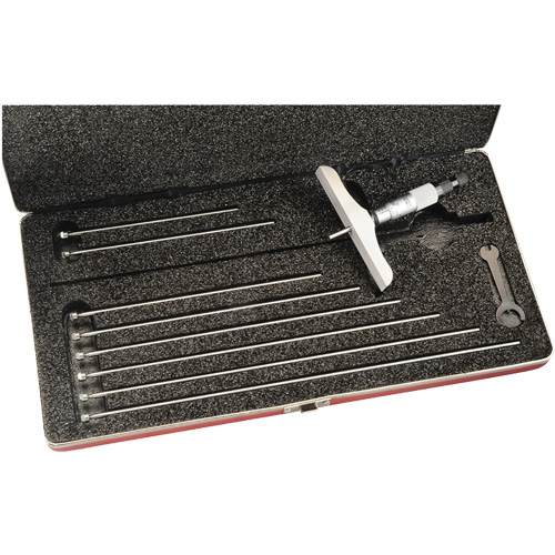 Starrett 445BZ-9RL 445 Series Depth Micrometer, With Ratchet Stop, 0" - 9"