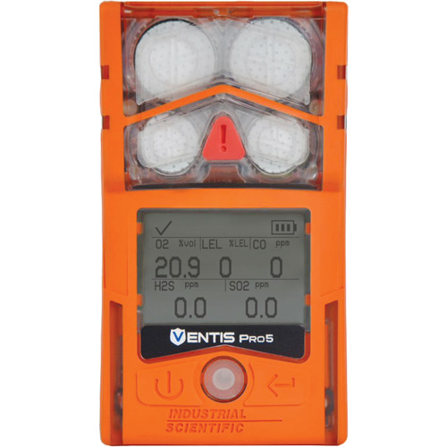 Industrial Scientific  VP5-KJ4Y4101101 Ventis&reg; Pro5 Extended Battery Gas Monitor without Pump, 5 Gas, LEL - CO - H2S - NO2 - O2