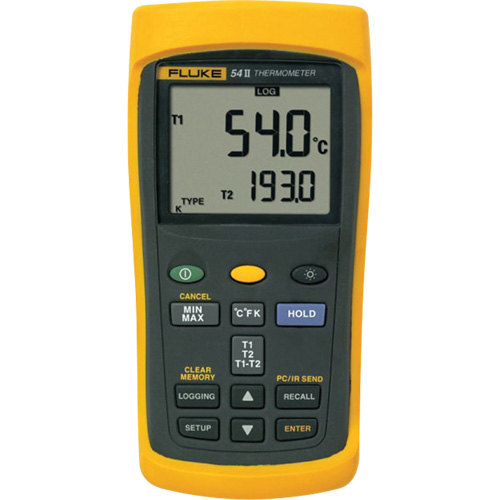 Fluke 54-2-B 54-2-B Dual Input Thermometer With Data Logging, Contact, Digital, 328-2501°F (-200-1372°C)