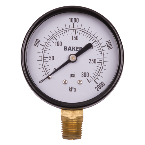 Baker LVBNA-300P Pressure Gauges, 2-1/2" , 0 - 300 psi, Bottom Mount, Analogue