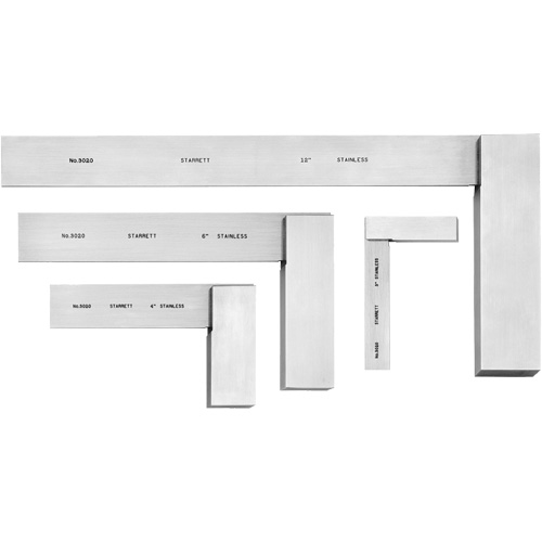 Starrett S3020Z Square Set, 4 pcs., Not Graduated Graduations, Stainless Steel, Plain