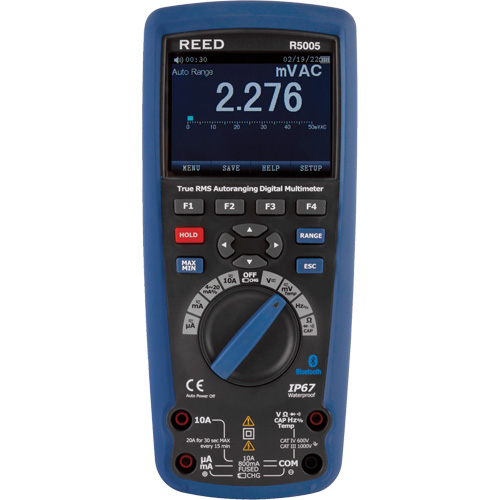 Reed Instruments R5005 True RMS Industrial Multimeter, AC/DC Voltage, AC/DC Current